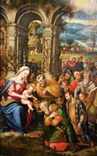 Antiquités - Adoration of the Magi - Flemish school of the 17th century,  circle of Frans Francken II (1581-1642)